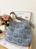 星昔包包女包大容量夏季2024新款百搭帆布袋斜挎包慵懶風(fēng)通勤托特包 淺藍色 曬單實(shí)拍圖