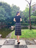 潮牌Avmko半身裙女2022秋冬顯瘦高腰復古格子開叉毛呢直筒裙中長款a字一步包臀裙 灰色 均碼 88-120斤左右 曬單實拍圖
