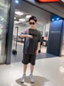 乖妮貓（GUAINIMAO）男童夏裝套裝2025新款中大童韓版洋氣復(fù)古扎染t恤短褲兩件套潮酷 灰色 140 cm 曬單實(shí)拍圖