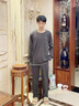 莫代爾男士純棉睡衣男款春秋款長(cháng)袖男生套裝氣場(chǎng)家居服春秋季款2025新款 主圖款ZX5011男深灰圖標字母ABC L 不起球/不褪色 曬單實(shí)拍圖
