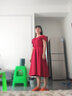 塞德勒敬酒服新娘2025新款紅色一字肩訂婚禮服平時可穿回門連衣裙小個子 酒紅色中長款 M(建議96-105斤) 曬單實拍圖