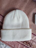 炫世檸檬 帽子男潮韓版顯臉小貼布保暖毛線(xiàn)帽女秋冬季學(xué)生護耳針織冷帽男 咖標針織帽白色 M(56-58cm) 曬單實(shí)拍圖