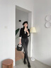 Calvin Klein Jeans秋季女士休閑合體鉚釘排扣毛邊彈力洗水牛仔褲J220551 1BY-牛仔黑 27 曬單實拍圖