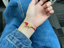 御龍鏡999足金在逃公主黃金手鏈女蝴蝶結鈴鐺轉運珠編織手鏈情人節禮物 紅繩款  金約1.3g-1.4g 曬單實(shí)拍圖
