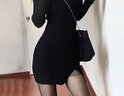 啄木鳥(niǎo)小媽風(fēng)連衣裙女包臀裙黑絲搭配新款黑色修身裙子辣妹開(kāi)春韓系穿搭 灰色 S 80-95 曬單實(shí)拍圖