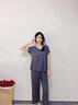 莫代爾睡衣女士夏季帶胸墊可外穿薄款家居服新款短袖八分褲裸感兩件套裝 506深灰 2XL 135-150斤 曬單實(shí)拍圖