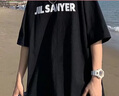 柏銘臣短袖t恤男士夏季寬松休閑字母印花學(xué)生體恤韓版潮流ins潮牌五分袖 白色 L【建議100-120斤】 曬單實(shí)拍圖