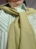 妙變美女假兩件豎條紋襯衫女2025冬春季新款女裝寬松拼接翻領(lǐng)長(cháng)袖上衣潮 秋黃色披肩（綠色條紋） 2XL 140-155斤 曬單實(shí)拍圖
