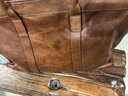 慢時(shí)光歐美范男士真皮旅行包大容量出差行李包頭層牛皮電腦包健身手提包 淺棕色 曬單實(shí)拍圖