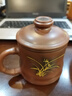 此時此刻欽州坭興陶茶杯水杯泡茶杯辦公杯過濾杯茶水分離老板杯茶具茶器 蘭花款 曬單實拍圖
