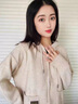羅蒙（ROMON）羊毛衫女秋冬新款寬松加厚連帽毛衣外套休閑百搭外穿針織開(kāi)衫上衣 米色 M 小碼 100-125斤 曬單實(shí)拍圖