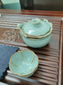 漢唐青瓷開(kāi)片蓋碗茶杯大號泡茶碗防燙過(guò)濾茶蓋碗單個(gè)陶瓷功夫茶具家用 清心蓋碗+4個(gè)葵口杯 曬單實(shí)拍圖