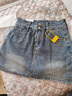 朵粉兒牛仔半身裙女夏季薄款新款高腰防走光窄版顯瘦防走光百搭包臀短裙 復古藍 L 曬單實(shí)拍圖