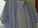 皮爾卡丹（pierre cardin）重磅桑蠶絲短袖襯衫男士高端商務(wù)休閑免燙條紋冰 絲襯衣男 DK8633蘭條紋 3XL 185(建議160-180斤穿) 曬單實(shí)拍圖