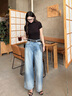 Calvin KleinJeans25早秋女美式復(fù)古潑墨效果ck純棉松弛感闊腿牛仔褲47C702G X0N-牛仔淺藍(lán) 28 曬單實(shí)拍圖