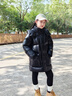 高梵90高蓬鵝絨黑金兒童羽絨服4.0中長(zhǎng)款男童女童加厚鵝絨服冬季外套 黑色亮面 140 曬單實(shí)拍圖