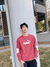 衛衣男秋冬圓領(lǐng)純色印花加絨加厚長(cháng)袖打底衫寬松休閑男生帥氣一套 磚紅 2XL 曬單實(shí)拍圖