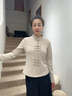 布符秋季新款一字扣針織襯衫中式收腰國風(fēng)簡(jiǎn)約一字盤(pán)扣女裝 荷花白 S 曬單實(shí)拍圖
