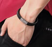 覓夢(mèng)黑色皮手鏈男士潮流皮質(zhì)手環(huán)首飾生日禮物 雙層銀色款 曬單實(shí)拍圖