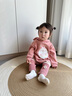幼歌（YOUGE）嬰幼兒寬松小兔印花連帽兔耳朵加絨衛衣綿軟舒適打底褲 桃粉色上衣 80 cm 曬單實(shí)拍圖