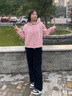 茹蘭丹連帽衛衣女2025秋冬新款韓版寬松百搭小個(gè)子短款外套開(kāi)衫上衣ins 粉紅色 L 【105-130斤】 曬單實(shí)拍圖