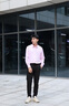 報喜鳥正裝長袖襯衫男裝【婚慶系列】男時尚正裝長袖襯衫莫代爾防皺襯衣 粉色 41 (175/96) 曬單實拍圖
