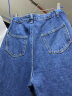 真维斯（JEANSWEST）牛仔裤女2024春季高腰阔腿裤垂感时尚宽松女士长裤子女深蓝色M 实拍图