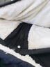 至唯   棉服男冬季加絨加厚羊羔毛棉衣男2022冬季新款連帽寬松刺繡潮流面包服棉襖外套男女同款衣服男 黑色 XL 曬單實拍圖