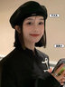 格微詩(shī)黑色貝雷帽子女秋冬日系百搭大頭圍八角帽復古畫(huà)家帽 黑色 M(56-58) 曬單實(shí)拍圖
