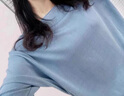燕潯2025夏季新款圓領(lǐng)冰絲短袖t恤女寬松慵懶風(fēng)蝙蝠衫T恤薄洋氣 藍色 L 曬單實(shí)拍圖