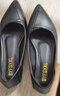 卡帝樂(lè )鱷魚(yú)（CARTELO）潮牌真皮單鞋女粗跟2025年春夏季軟底尖頭淺口百搭職業(yè)平底女皮鞋 黑色光板 37 曬單實(shí)拍圖