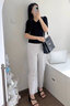 婭麗達鐮刀褲女薄款褲子夏季新款女褲香蕉褲時尚哈倫褲休閑褲 雅致灰(H0) 27 曬單實拍圖