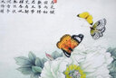 泓硯（HONGYAN）  新中式字畫客廳裝飾畫牡丹畫臥室床頭畫國畫餐廳辦公室掛畫書房沙發(fā)背景墻壁畫 蝶戀花 四尺對開（實木外框+有機玻璃）165*50cm/幅 曬單實拍圖