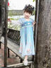 G.DUCKKIDS兒童漢服夏季中國風(fēng)古裝裙子女童2025新款女孩古風(fēng)唐裝公主連衣裙 藍色長.袖 130 曬單實拍圖