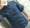 妙奕嘉短袖襯衫男士夏季男裝半袖工裝寬松休閑外套襯衣冰絲衣服薄款寸衫 胸標(biāo)藏青色襯衫短袖 XL 【建議120斤-140斤】 曬單實(shí)拍圖