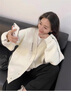 蘇彩尼毛衣外套女裝2023年秋冬季新款寬松慵懶風加厚針織開衫外套上衣服 白色 M 曬單實拍圖