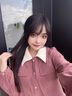 香影粉色假兩件連衣裙女長(zhǎng)袖2024秋冬新款正肩收腰法式溫柔中長(zhǎng)裙 粉紅 S 曬單實(shí)拍圖
