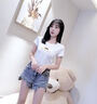 短袖t恤女2025夏季修身顯瘦女士半袖棉上衣韓版刺繡正肩圓領(lǐng)體恤 白色 XL【110-120斤】 曬單實(shí)拍圖