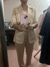 皮爾卡丹緞面西裝女套裝2025夏季薄新款氣質(zhì)高端中袖小西服醋酸外套高端 杏色中西裝+杏色西褲 L (165) 100-110斤 曬單實(shí)拍圖