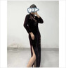 恒源祥精致改良結(jié)婚宴禮服中年闊太太金絲絨旗袍長款高級奢華優(yōu)雅長裙 酒.紅色 XL 曬單實拍圖