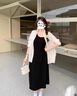 WFKV大碼女裝胖MM2025新款寬松顯瘦襯衣背心裙兩件套中長款連衣裙子 米杏襯衫 2XL 【140-160斤】 曬單實(shí)拍圖