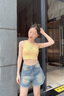 CTOX小個子牛仔短褲女秋夏辣妹高腰寬松顯瘦a字型毛邊五分褲子ins 復(fù)古藍(lán) L 建議【105/115斤】 曬單實(shí)拍圖