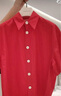 IIIVIVINIKO【孫悅同款】2024夏季新款塔夫綢寬松氣質(zhì)短袖襯衫女 深紅 M 曬單實(shí)拍圖