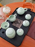正揚茶盤(pán)家用茶托盤(pán)排蓄兩用石頭茶臺簡(jiǎn)約茶海功夫茶具配件 烏金石（42*25)合金底/儲排—年年有魚(yú) 曬單實(shí)拍圖