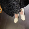 冶芷單鞋女平底鞋樂福鞋豆豆鞋軟底輕便舒適女鞋復(fù)古英倫風(fēng)休閑鞋 白色 37 曬單實(shí)拍圖