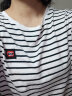 【撿漏】高檔100%純棉長袖t恤長袖上衣女T恤女條紋中年新款遮肚打底衫洋氣秋衣帶領有領子 1891-白條紋 長袖 L 適合105-120斤 曬單實拍圖