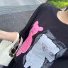 JNBY/江南布衣春秋T恤女全棉趣味三只小熊印花U型領H型休閑5O7113430 001/本黑 XS 曬單實拍圖