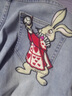 箐冉兒兔子刺繡牛仔褲女碼大高腰顯瘦設(shè)計(jì)感小眾美式復(fù)古直筒闊腿褲女 藍(lán)色 M 曬單實(shí)拍圖