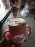 班尼兔兒童牛奶杯寶寶水杯吸管杯雙飲手柄刻度果汁杯2-3歲喝奶杯子泡奶 260ML粉色/一蓋兩用/tritan材質(zhì) 曬單實(shí)拍圖