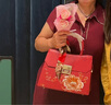 香微（XIANGWEI）送媽媽生日禮物實(shí)用40喜婆婆母親50歲女士手提包婚包包女包2025年 牡丹大紅色（精美禮盒裝） 曬單實(shí)拍圖